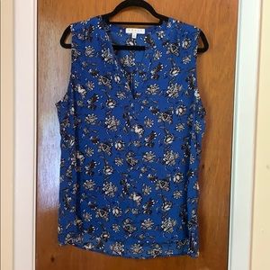Blue Floral Chaus Sleeveless Top